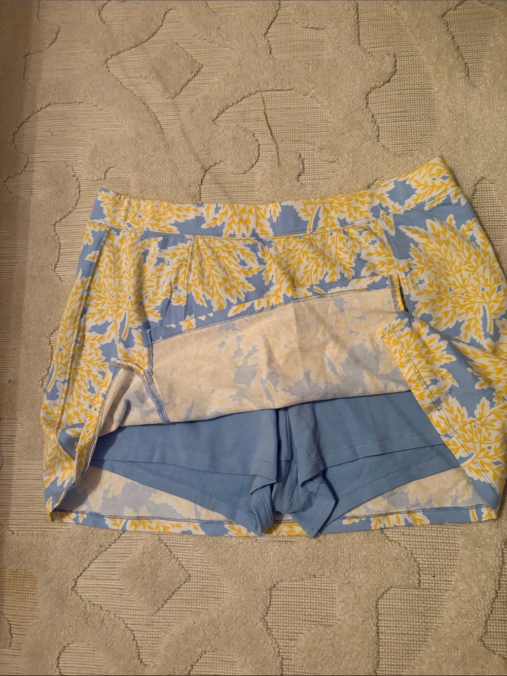 crown & ivy Light Blue and Yellow Floral Athletic Skort